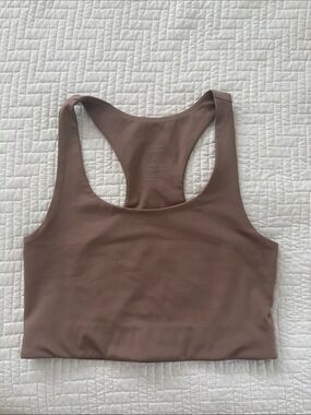 Girlfriend Collective Paloma Racerback Crop Tank/Bra in Limestone - Taupe